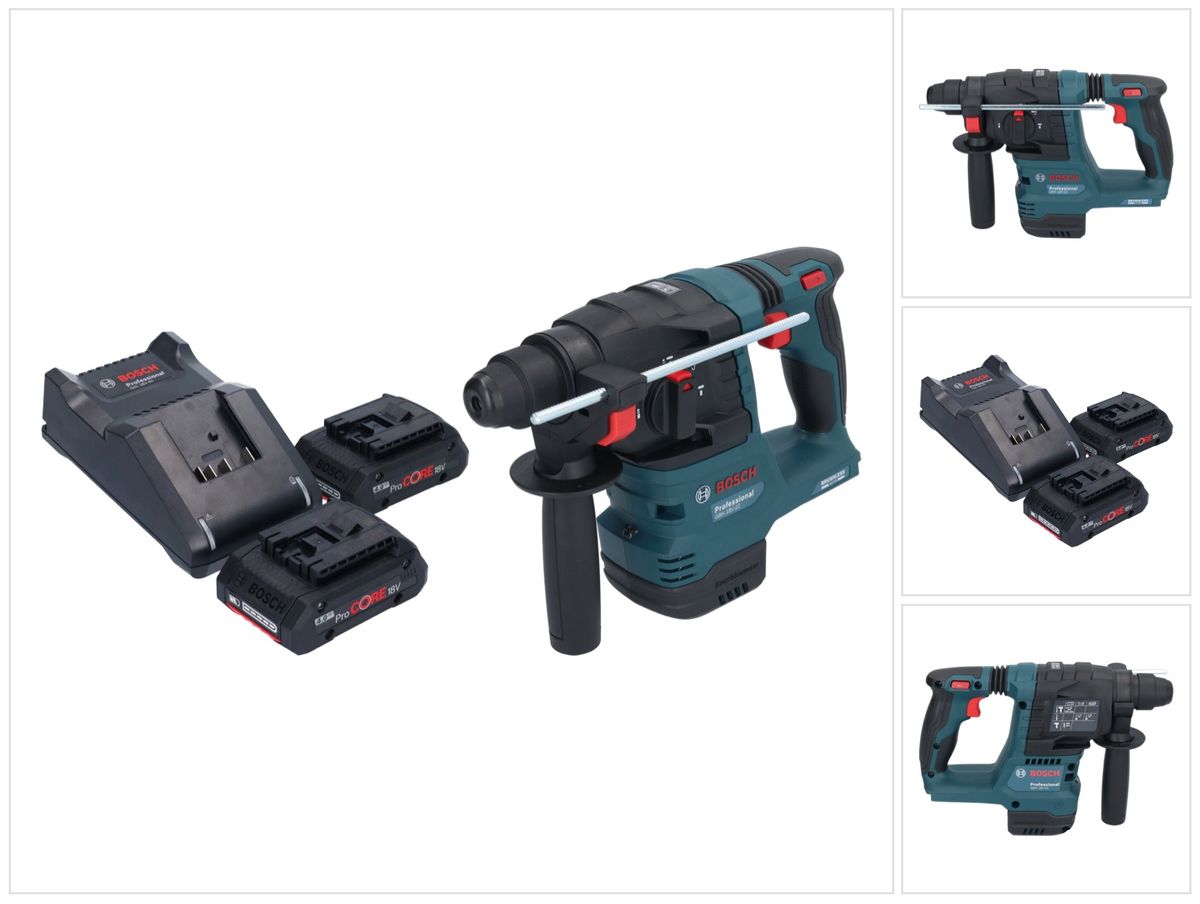 Bosch GBH 18V-22 Professional marteau perforateur sans fil 18 V 1,9 J SDS Plus sans balais + 2 batteries ProCORE 4,0 Ah + chargeur