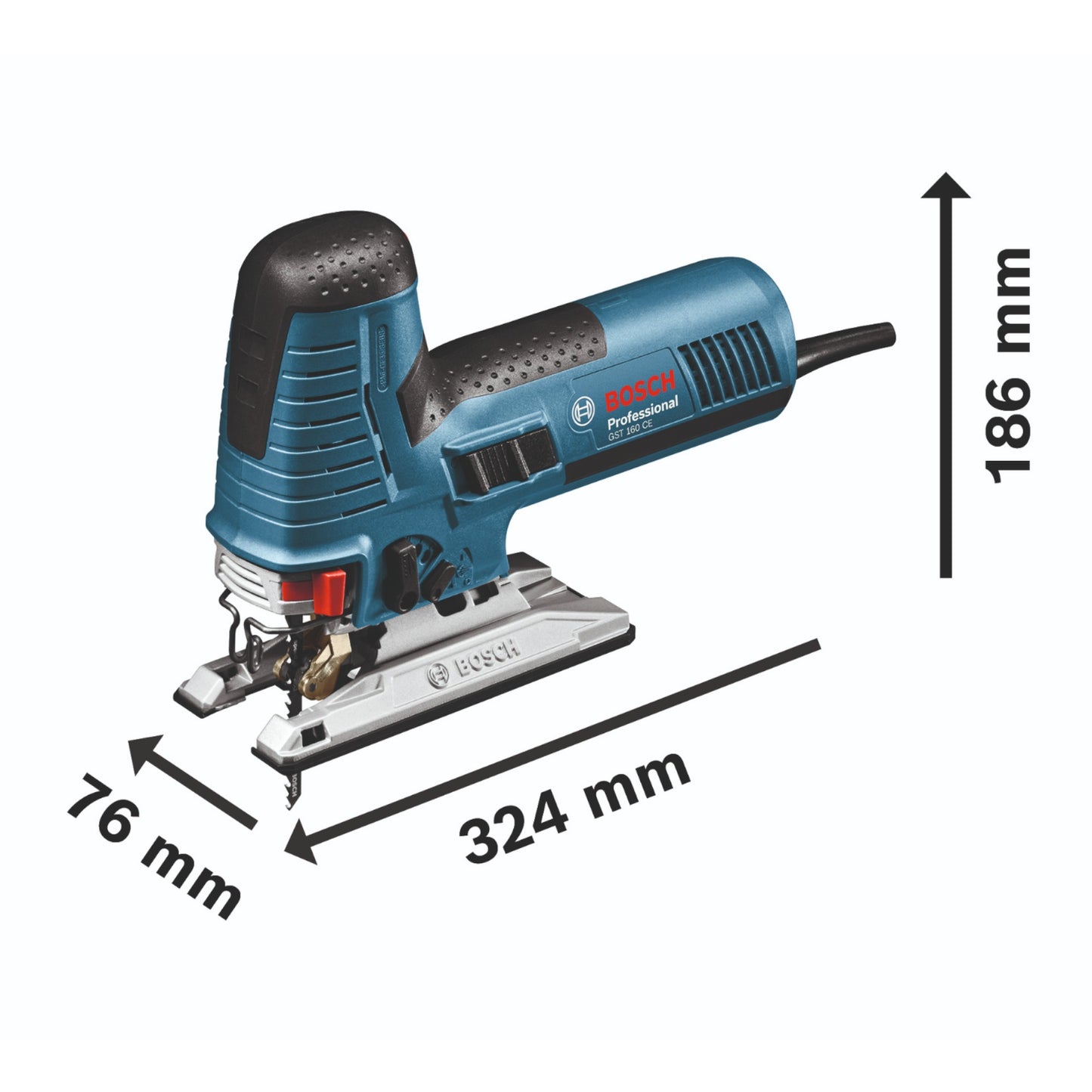 Bosch GST 160 CE Scie sauteuse pendulaire professionnelle SDS 800 Watt (0601517000) + L-Boxx