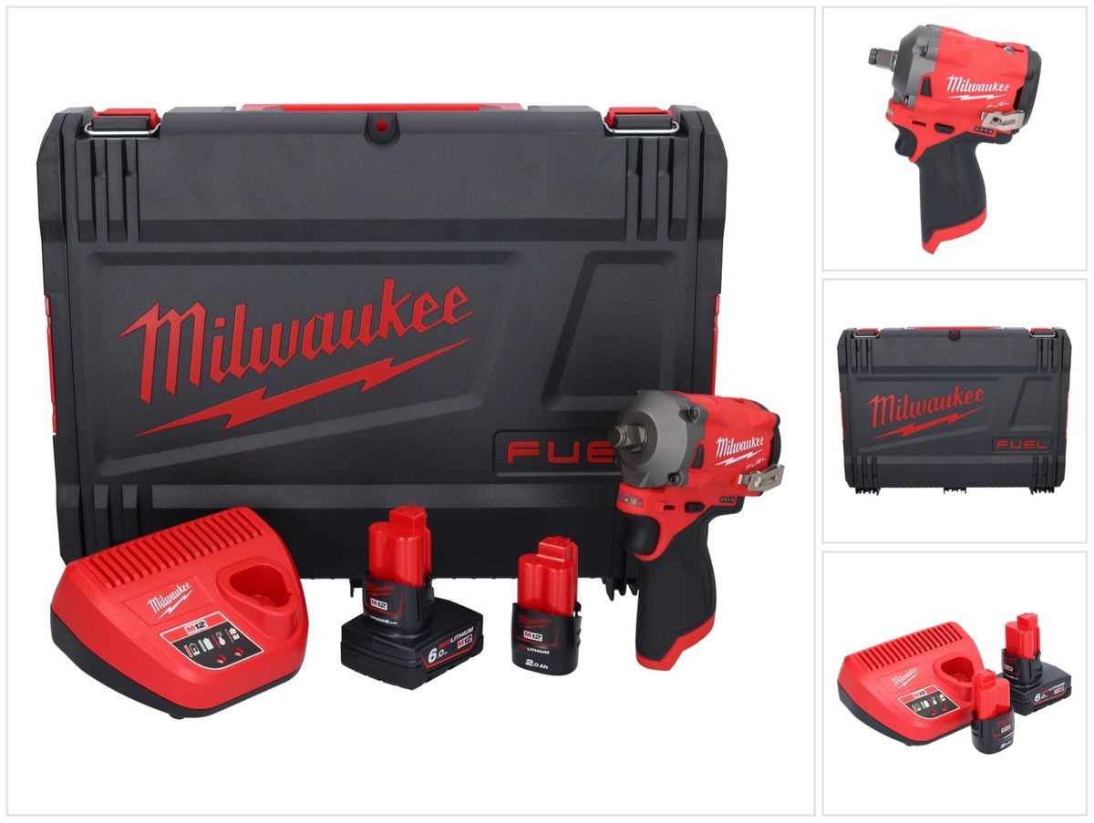 Clé à chocs sans fil Milwaukee M12 FIWF12-622X 12 V 339 Nm 1/2" brushless (4933464617) + 1x batterie 2,0 Ah + 1x batterie 6,0 Ah + chargeur + boîtier HD