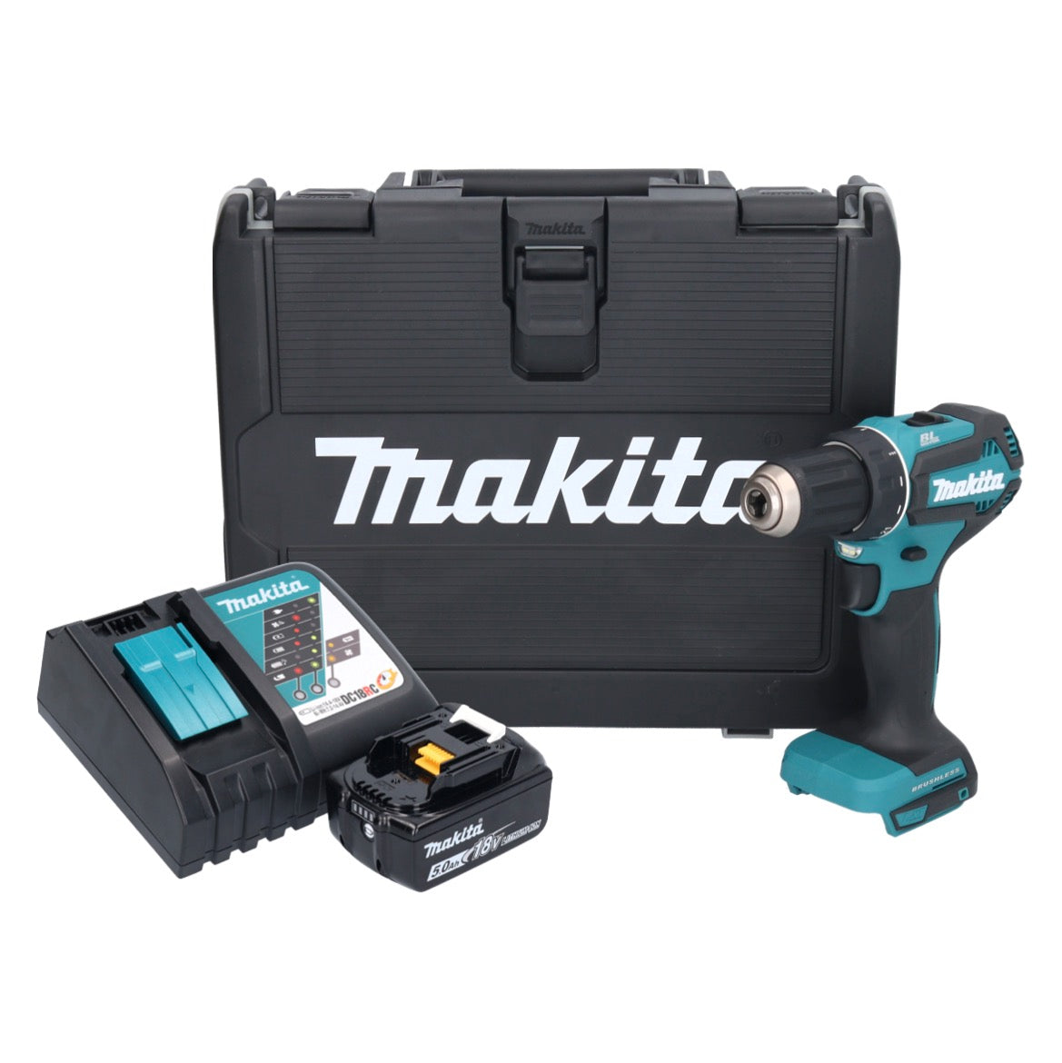 Makita DDF 485 RT perceuse-visseuse sans fil 18 V 50 Nm sans balais 1x batterie 5,0 Ah + chargeur + coffret