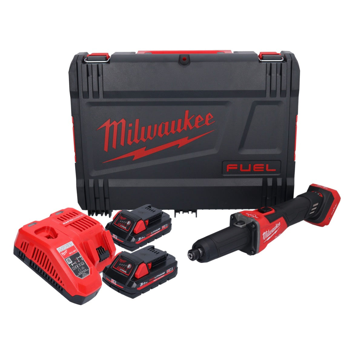 Meuleuse droite à batterie Milwaukee M18 FDGROVB-302X 18 V brushless + 2x batteries 3,0 Ah + chargeur + boîtier HD