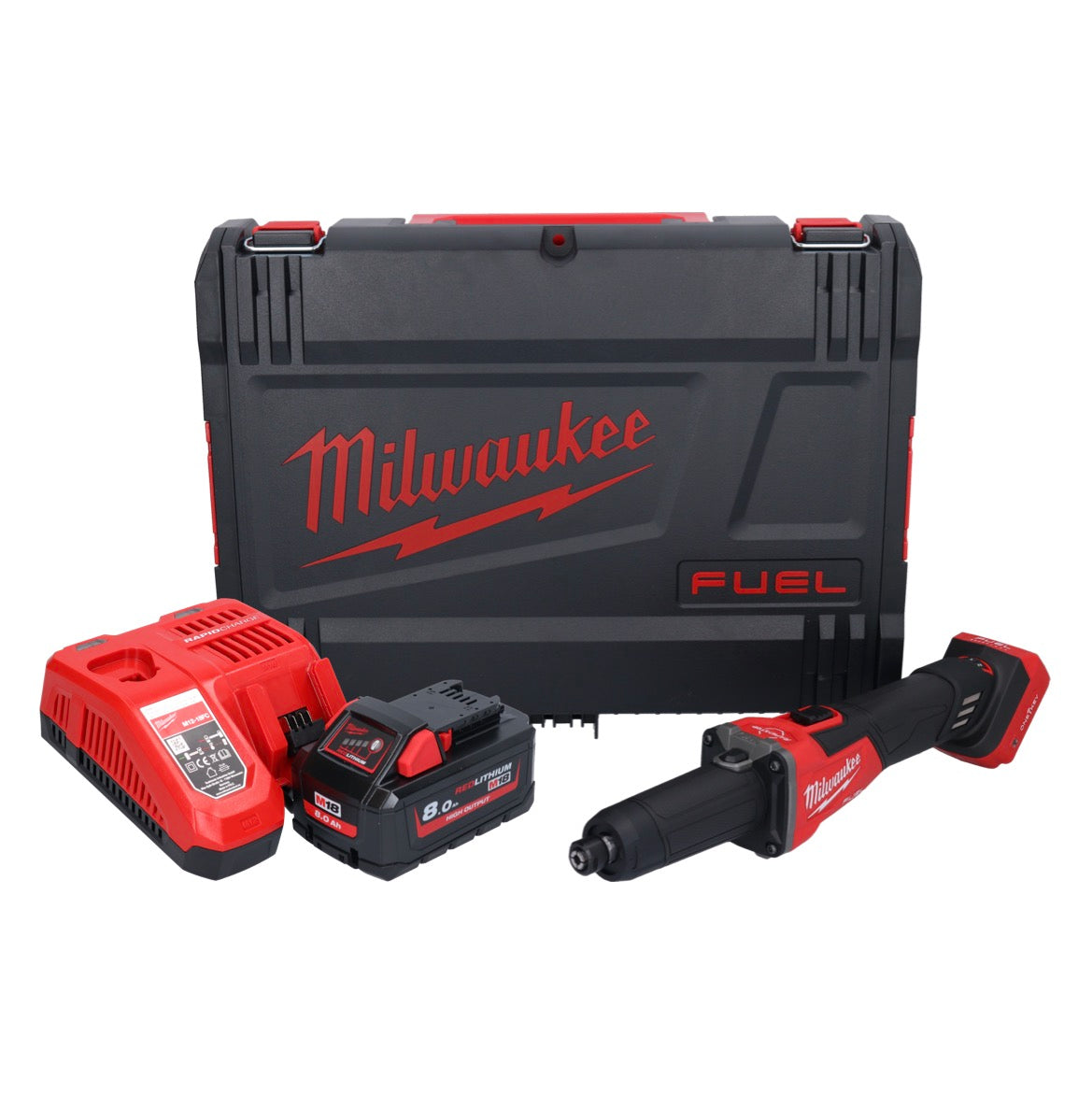 Meuleuse droite à batterie Milwaukee M18 FDGROVB-801X 18 V brushless + 1x batterie 8,0 Ah + chargeur + boîtier HD