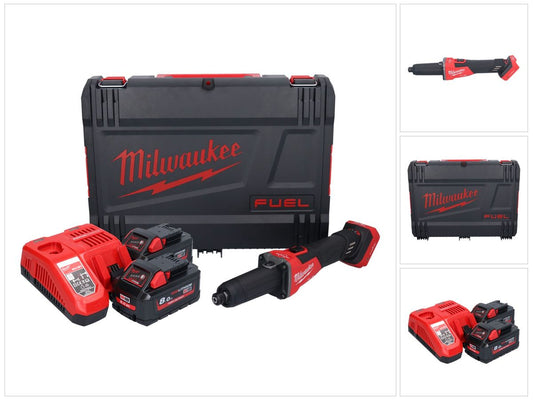 Milwaukee M18 FDGROVB-802X Akku Geradschleifer 18 V Brushless + 2x Akku 8,0 Ah + Ladegerät + HD Box