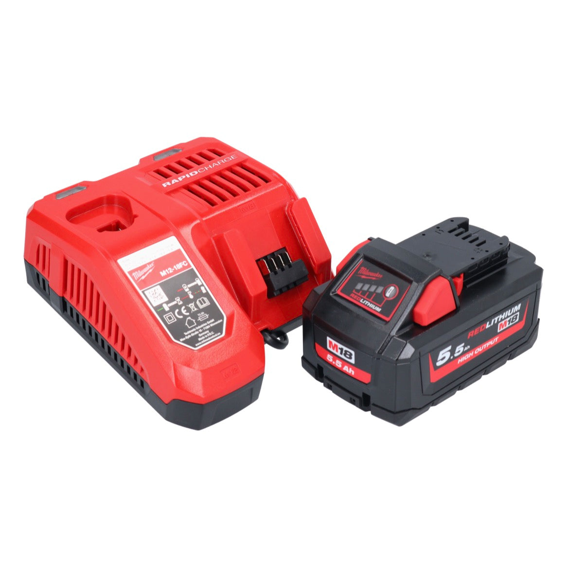 Milwaukee M18 HD18HX-551 Akku Kombihammer 18 V 2,4 J + 1x Akku 5,5 Ah + Ladegerät