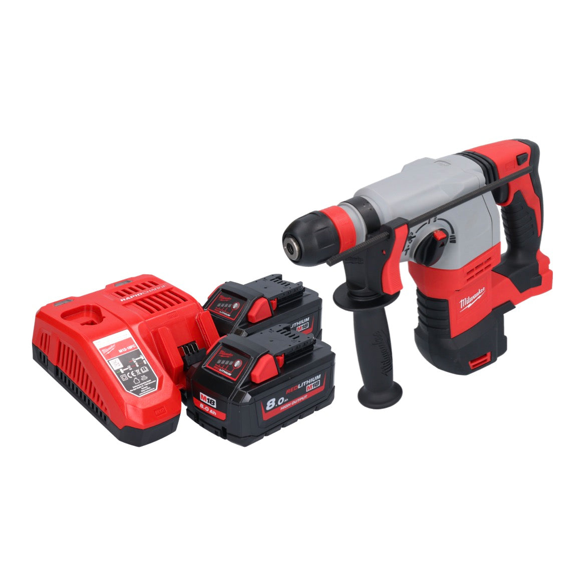 Marteau combiné à batterie Milwaukee M18 HD18HX-802 18 V 2,4 J + 2x batteries 8,0 Ah + chargeur