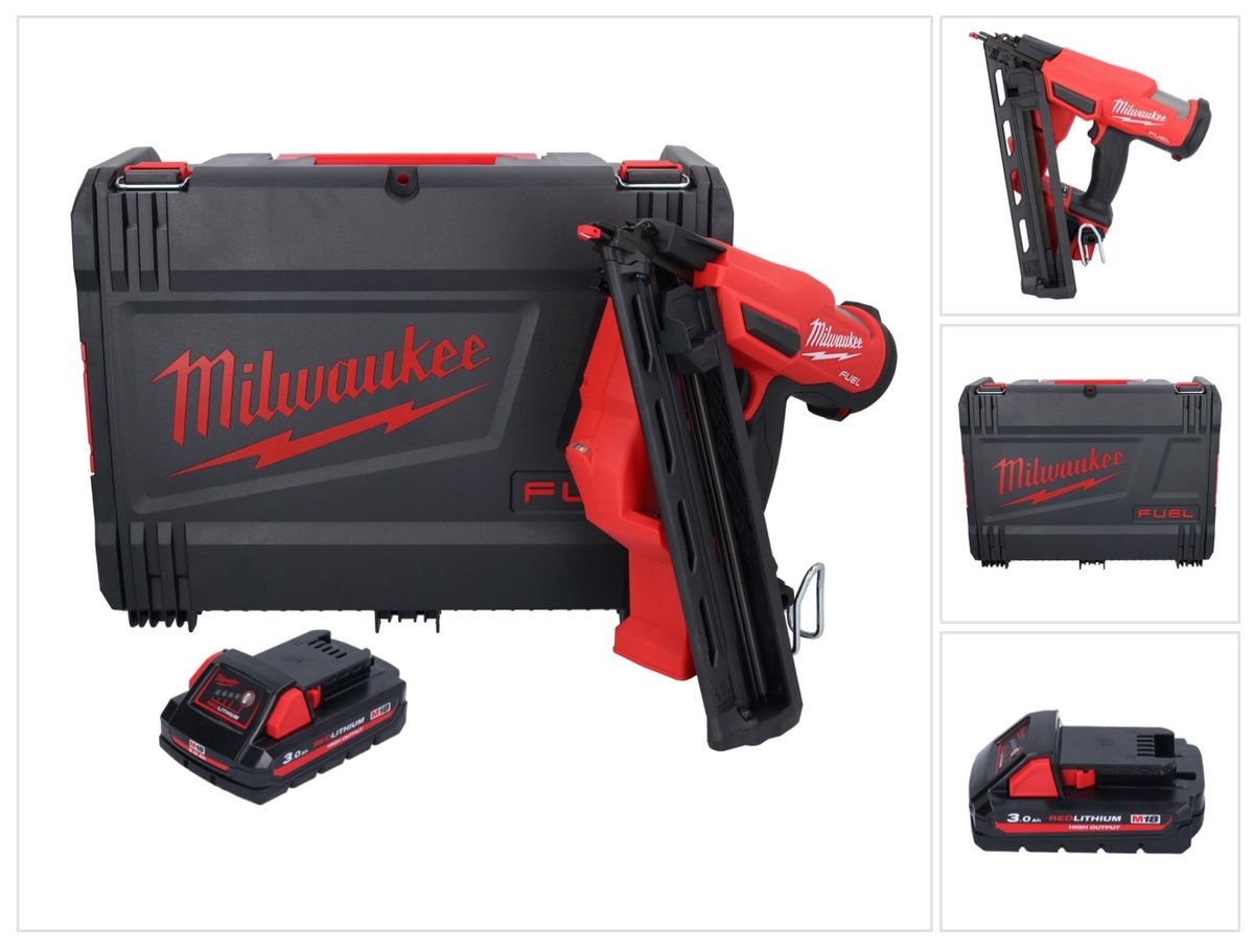 Cloueur à batterie Milwaukee M18 FN15GA-301X 18 V sans balais 32 - 64 mm + 1x batterie 3,0 Ah + boîtier HD - sans chargeur