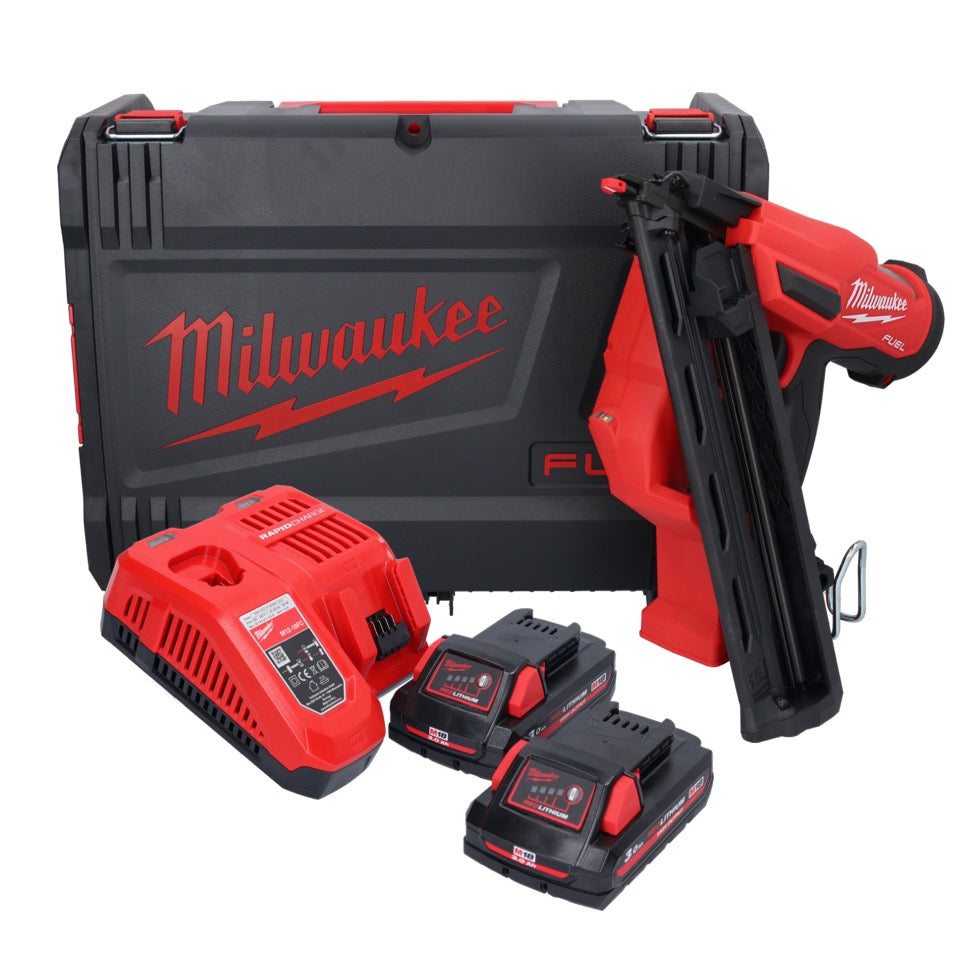 Cloueur à batterie Milwaukee M18 FN15GA-302X 18 V sans balais 32 - 64 mm + 2x batteries 3,0 Ah + chargeur + boîtier HD