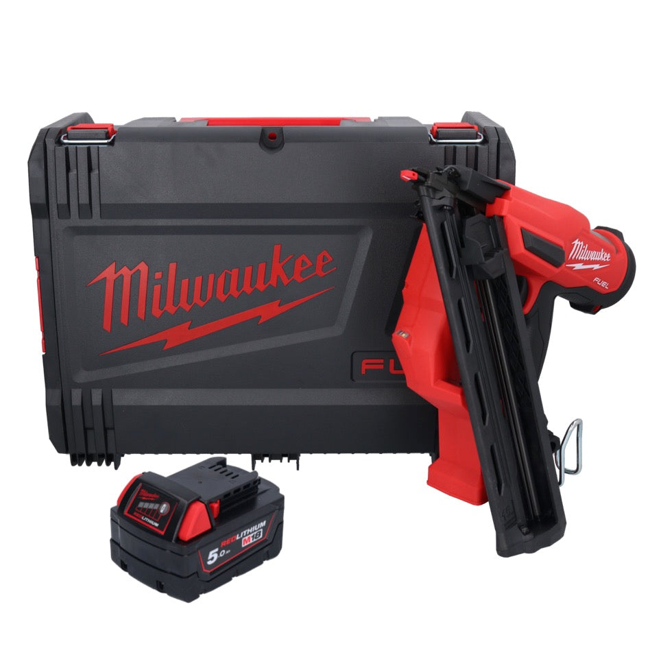 Cloueur sur batterie Milwaukee M18 FN15GA-501X 18 V sans balais 32 - 64 mm + 1x batterie 5,0 Ah + boîtier HD - sans chargeur