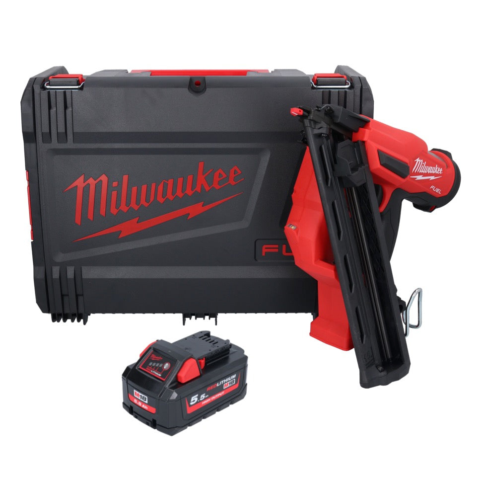 Cloueur sur batterie Milwaukee M18 FN15GA-551X 18 V sans balais 32 - 64 mm + 1x batterie 5,5 Ah + boîtier HD - sans chargeur