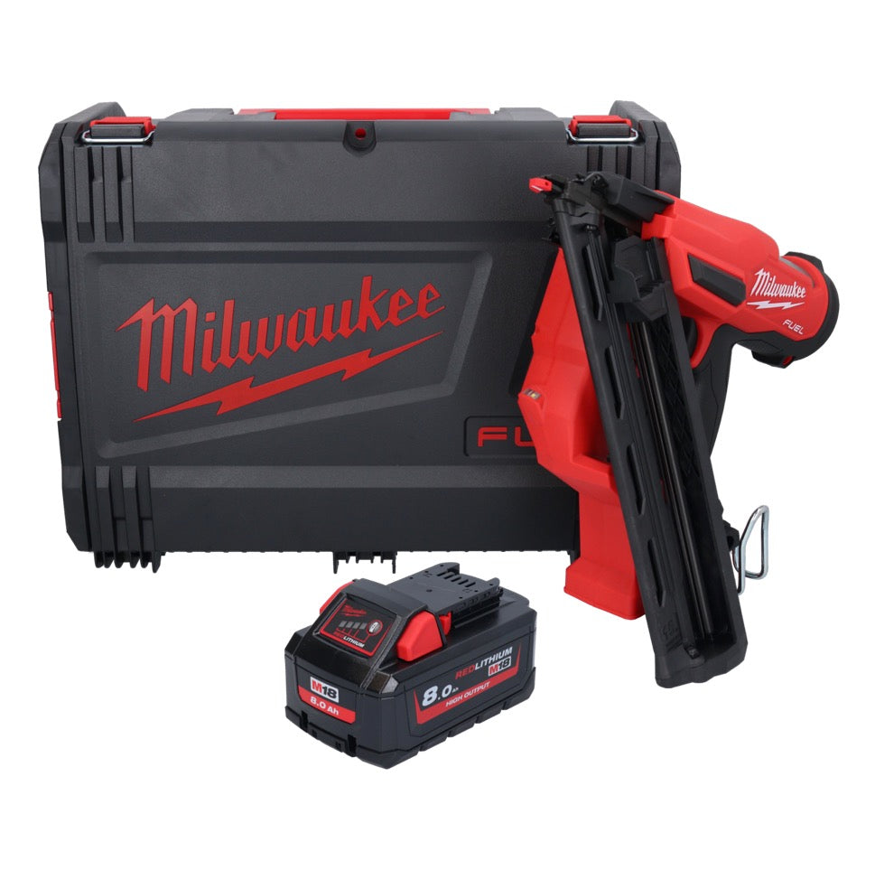 Cloueur sur batterie Milwaukee M18 FN15GA-801X 18 V sans balais 32 - 64 mm + 1x batterie 8,0 Ah + boîtier HD - sans chargeur