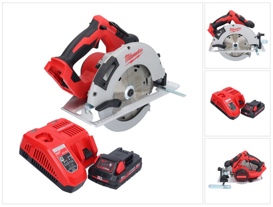 Scie circulaire manuelle à batterie Milwaukee M18 BLCS66-301 18 V 190 mm sans balais + 1x batterie 3,0 Ah + chargeur