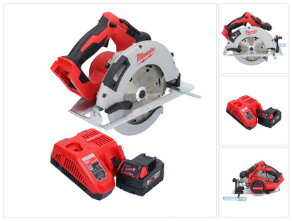 Scie circulaire à main sur batterie Milwaukee M18 BLCS66-501 18 V 190 mm sans balais + 1x batterie 5,0 Ah + chargeur