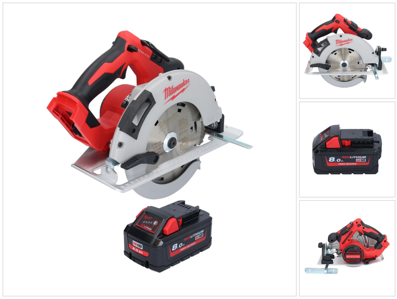 Scie circulaire à batterie Milwaukee M18 BLCS66-801 18 V 190 mm sans balais + 1x batterie 8,0 Ah - sans chargeur