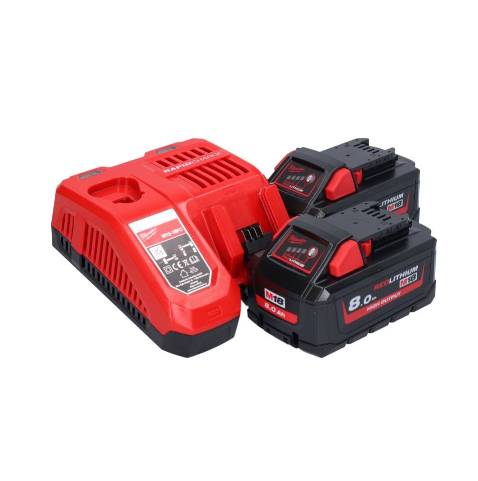 Scie circulaire manuelle à batterie Milwaukee M18 BLCS66-802 18 V 190 mm sans balais + 2x batteries 8,0 Ah + chargeur