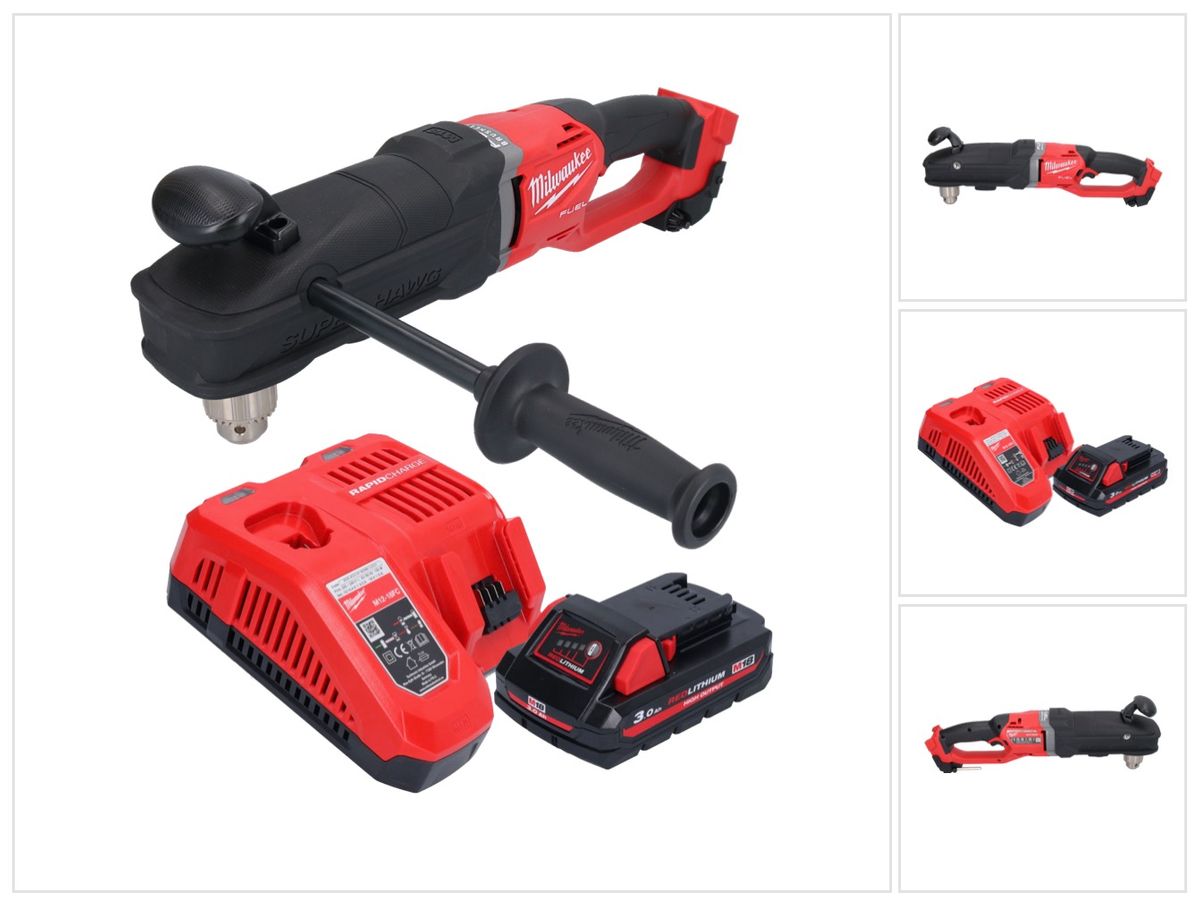 Perceuse d'angle sur batterie Milwaukee M18 FRAD2-301 18 V 122 Nm sans balai + 1x batterie 3,0 Ah + chargeur