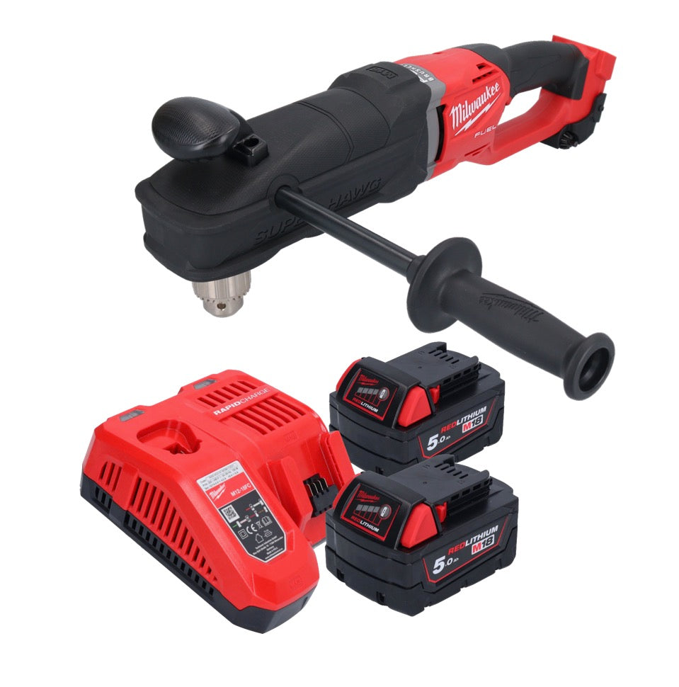 Perceuse d'angle sur batterie Milwaukee M18 FRAD2-502 18 V 122 Nm sans balai + 2x batteries 5,0 Ah + chargeur