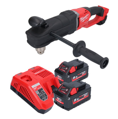 Perceuse d'angle sur batterie Milwaukee M18 FRAD2-552 18 V 122 Nm sans balai + 2x batteries 5,5 Ah + chargeur