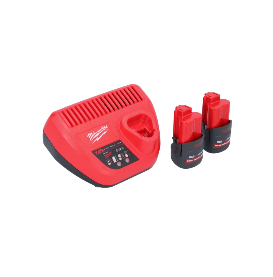 Appareil de nettoyage de tuyaux sur batterie Milwaukee M12 BDC6-252C 12 V + 2x batteries 2,5 Ah + chargeur + spirale + seau