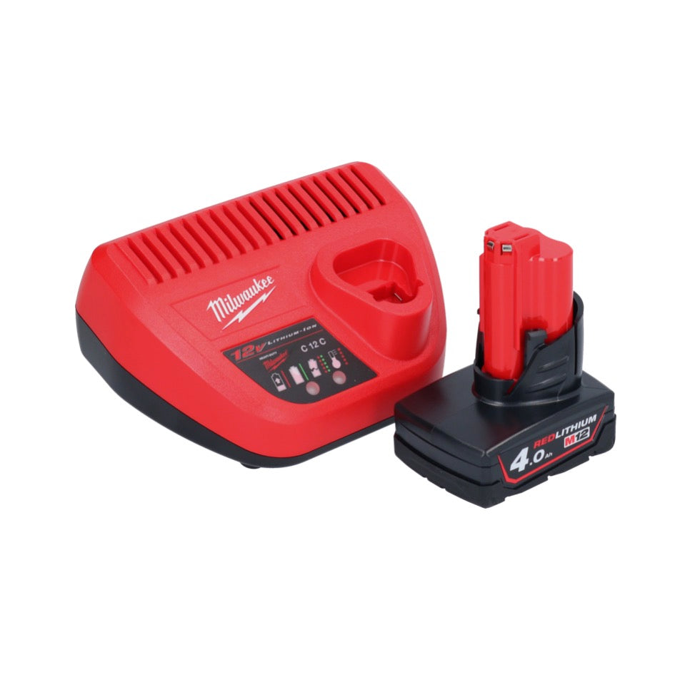 Appareil de nettoyage de tuyaux sur batterie Milwaukee M12 BDC6-401C 12 V + 1x batterie 4,0 Ah + chargeur + spirale + seau