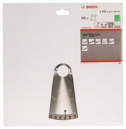 Lame de scie circulaire BOSCH diamètre extérieur 250 mm nombre de dents 60 WZ/N (4000815448)