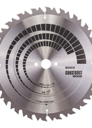 Lame de scie circulaire Bosch Professional Construct Wood (2 608 640 702) 350 x 30 x 3,2 mm 24 dents pour le bois