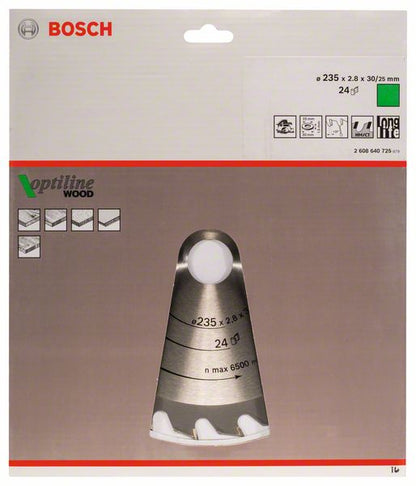 Lame de scie circulaire BOSCH Optiline Wood diamètre extérieur 235 mm nombre de dents 24 WZ (4000909022)