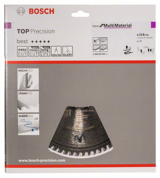 Lame de scie circulaire BOSCH diamètre extérieur 216 mm nombre de dents 64 HLTCG (8000342276)