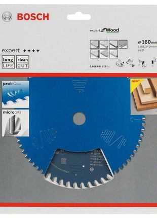 Hoja de sierra circular BOSCH Expert para madera diámetro exterior 160 mm número de dientes 48 WZ (8000342039)