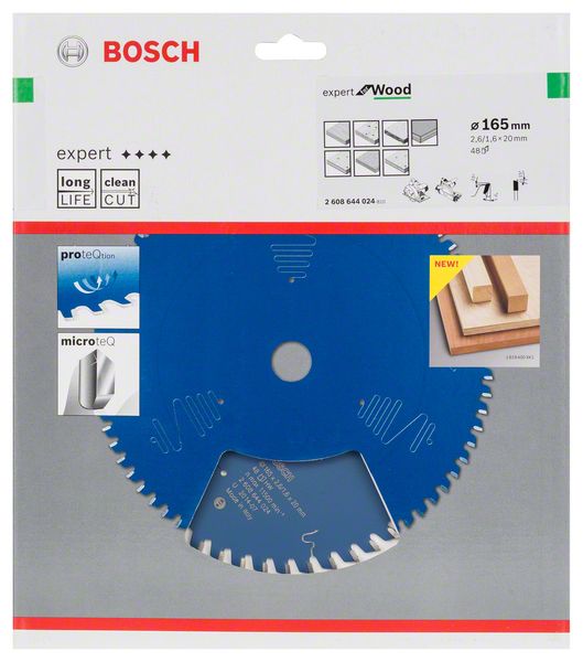 Lame de scie circulaire BOSCH Expert pour bois diamètre extérieur 165 mm nombre de dents 48 WZ (8000342048)