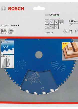 Lame de scie circulaire BOSCH Expert pour bois diamètre extérieur 190 mm nombre de dents 24 WZ (8000342075)