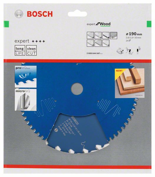 Lame de scie circulaire BOSCH Expert pour bois diamètre extérieur 190 mm nombre de dents 24 WZ (8000342075)