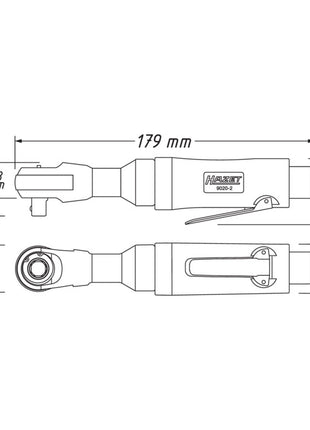 Tournevis pneumatique à cliquet HAZET 9020-2 6,3 mm (1/4″) 4 pièces. (4000898922)