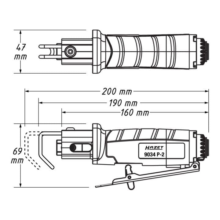 HAZET scie alternative à air comprimé 9034P-2 bois (4000898947)