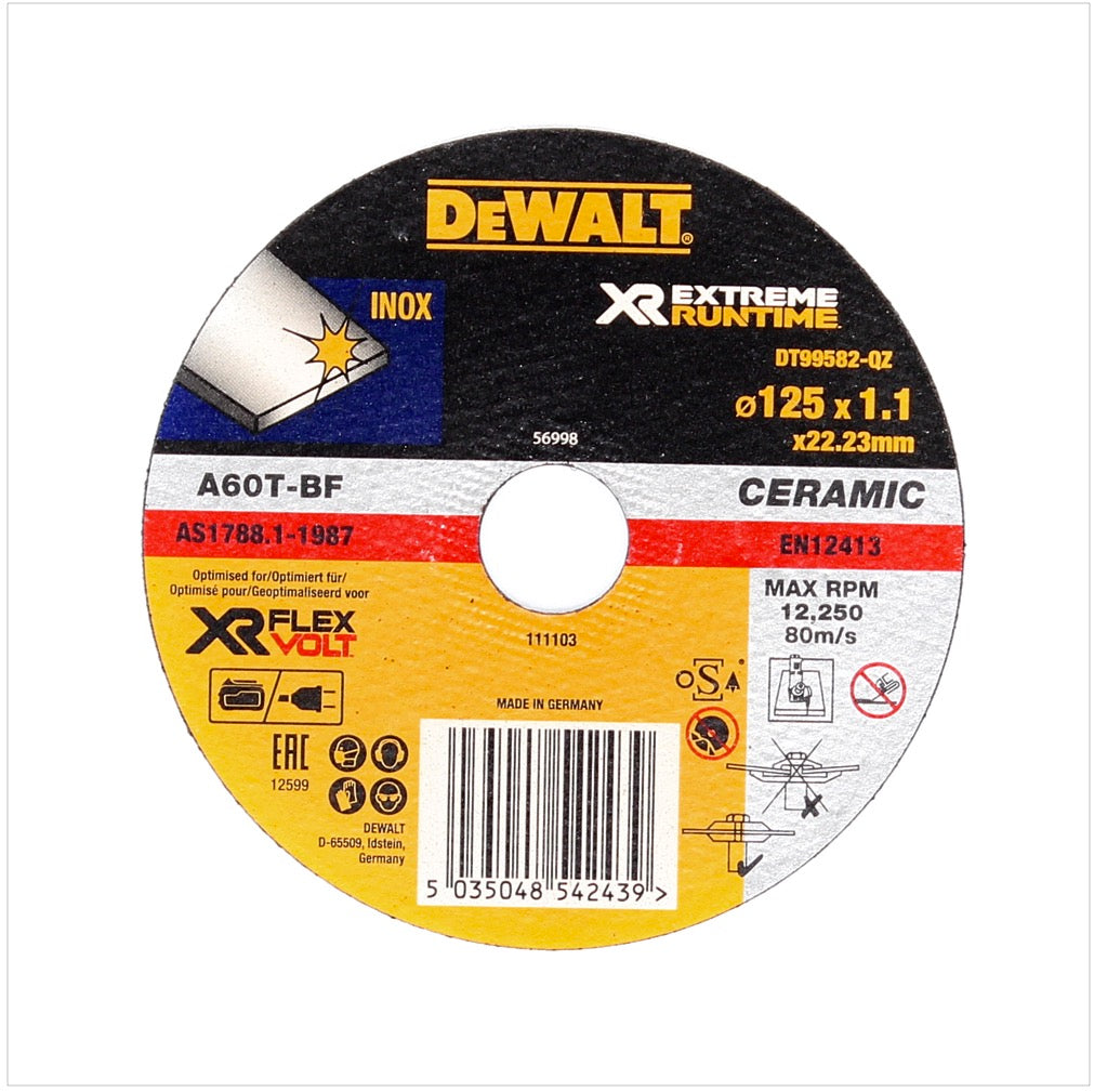 Dewalt DT 99582 XR FlexVolt Extreme Trennscheibe Metall 125 x 1,1 mm - Toolbrothers