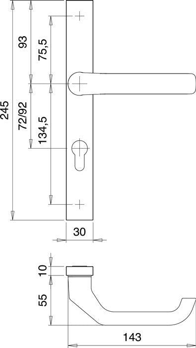 Garniture de porte profilée EDI PAN 1200/9203 aluminium F1 (3000200012)