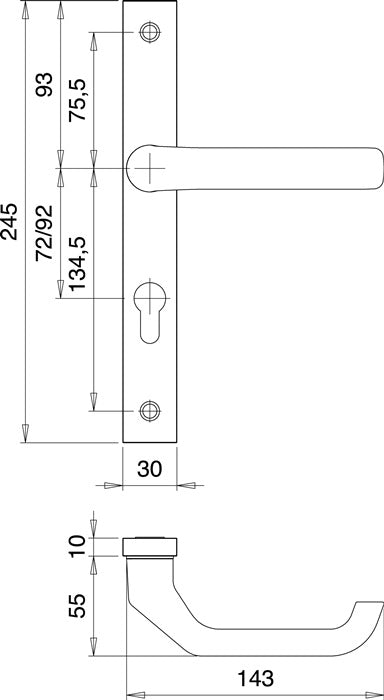 Garniture de porte profilée EDI PAN 1200/9203 aluminium F1 (3000200012)