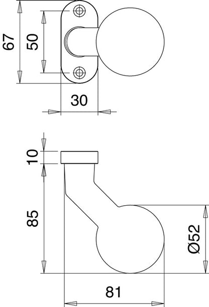 Bouton de porte profilé EDI 1332/0000 matériau aluminium F1 (3000200009)