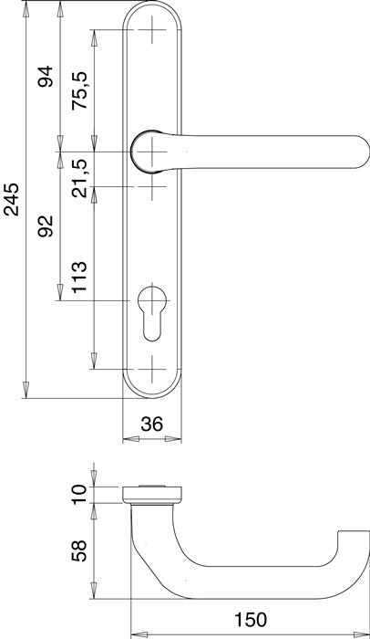 Cadre EDI 1/2 ensemble intérieur Kronos 1300/0235 aluminium F1 (3000200021)