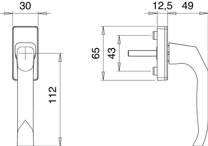 Poignée de fenêtre EDI 1003/1035 aluminium F2 / maillechort (3000261157)