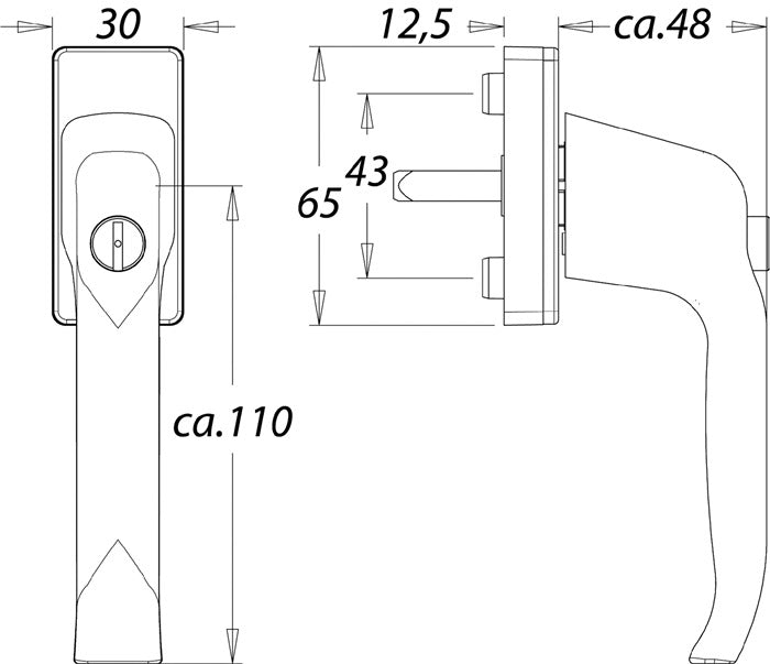 Poignée de fenêtre EDI 1003/2035 aluminium F9016 / blanc signalisation (3000261192)