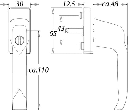 Poignée de fenêtre EDI 1003/2035 aluminium F9016 / blanc signalisation (3000261192)