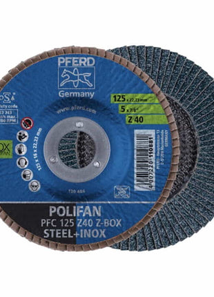 Rondelle dentée PFERD POLIFAN Z START STEELOX Ø 125 mm grain Z-40 conique (4000843174)