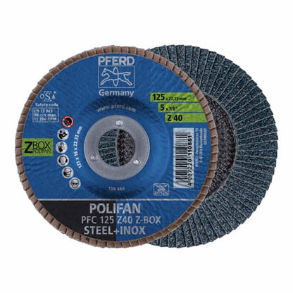 Rondelle dentée PFERD POLIFAN Z START STEELOX Ø 125 mm grain Z-40 conique (4000843174)