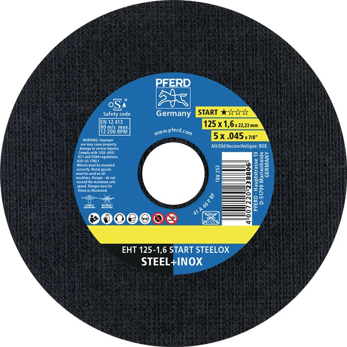 Disque à tronçonner PFERD START STEELOX D125x1,6mm droit (4000844216)