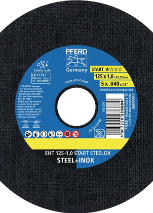 Disco de corte PFERD START STEELOX D125x1mm recto (8001720460)