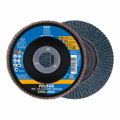 Rondelle dentée PFERD POLIFAN Z PSF STEELOX Ø 125 mm grain 40 conique (4000842595)