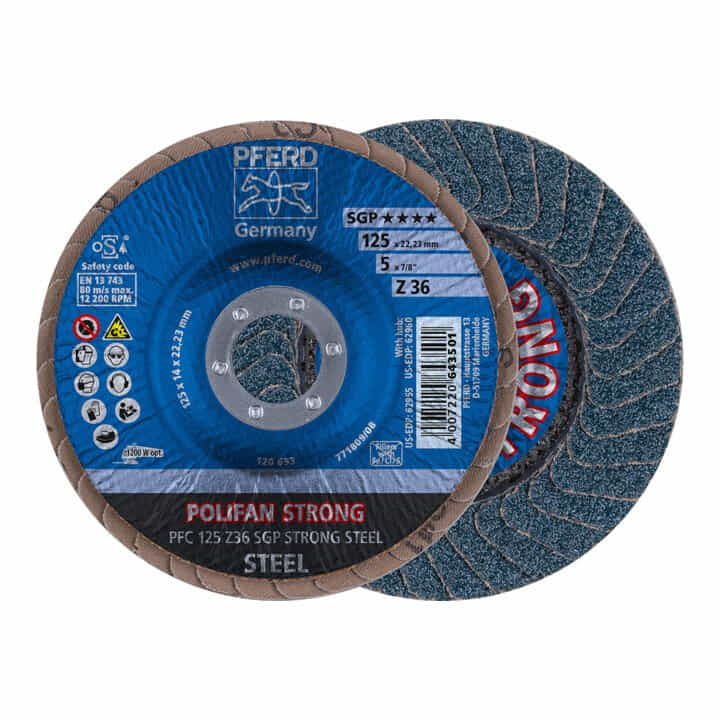 Rondelle dentée PFERD POLIFAN Z SGP STRONG STEEL Ø 125 mm grain 50 conique (4000842893)