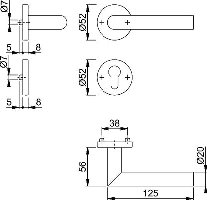 HOPPE rosace demi-jeu Amsterdam E1400Z/42/42S acier inoxydable F9714M (3000209767)