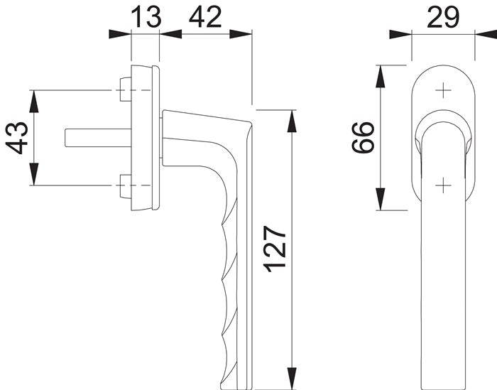 HOPPE poignée de fenêtre Hambourg 0700L/U26 aluminium F9 couleur acier aluminium (3000203152)