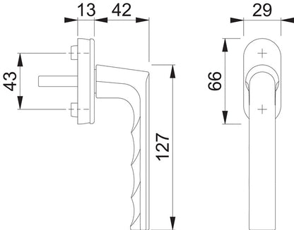 HOPPE Fenstergriff Hamburg 0700L/U26 Aluminium F9 Aluminium stahlfarben ( 3000203152 )